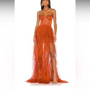 For love & lemons bustier gown in rust